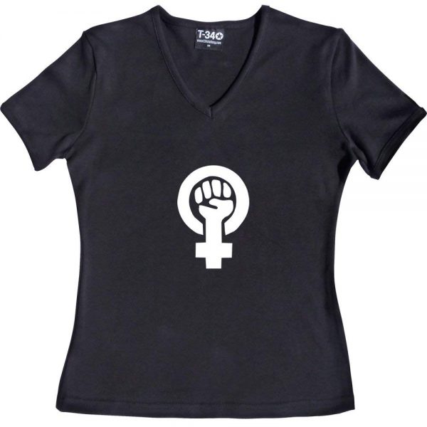 camiseta-mujer-feminista-puntos-violeta-negra