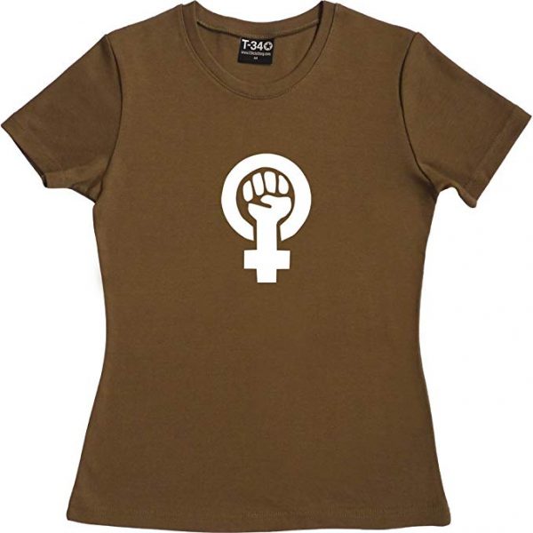 camiseta-mujer-feminista-puntos-violeta-marron